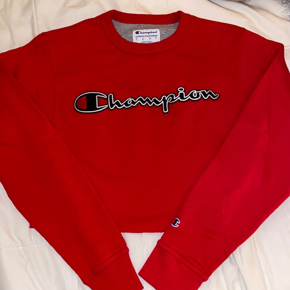 Womens cropped champion crew neck